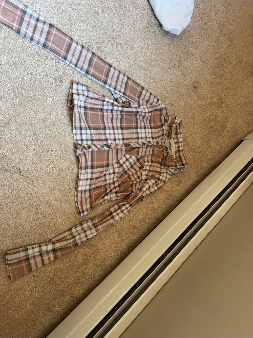 Plaid Button-Down Shirt - Taupe & White